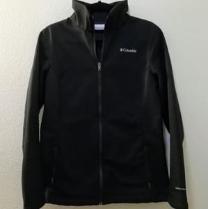 Columbia Black Soft Shell Fleece Zip Jacket Sz L